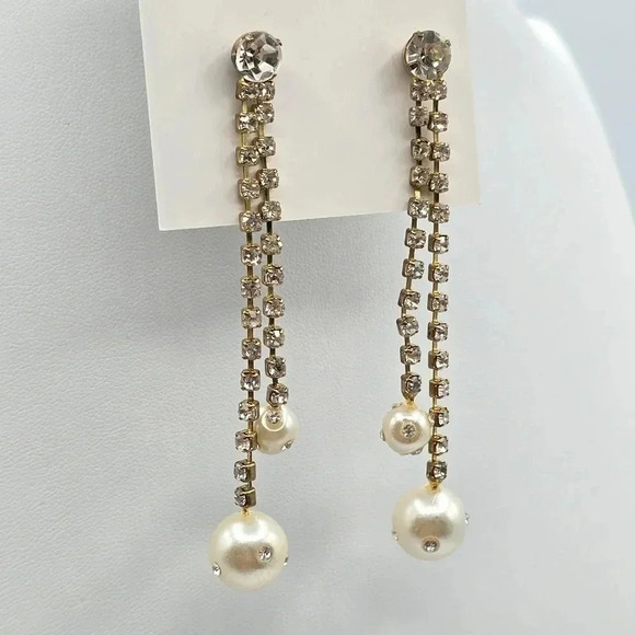 Rhinestone Silver Drop Gold Dangle Pearl Stud Boho Earrings Fashion Jewelry E52 - Picture 2 of 2
